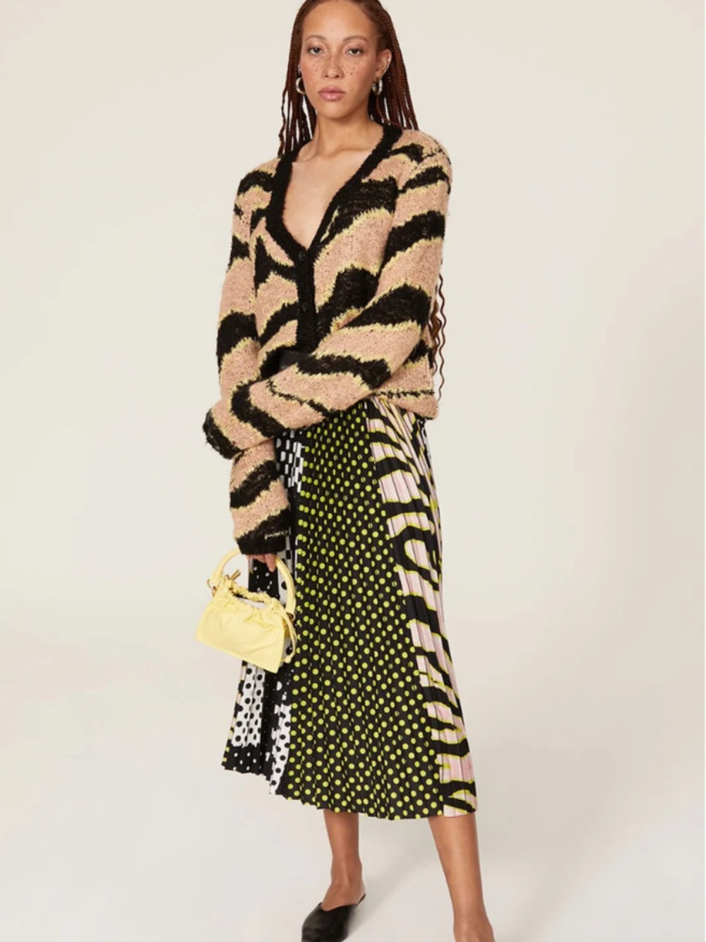 Le Superbe Electric Zebra Print Cardigan Sweater XS